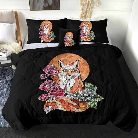 Image of Watercolor Floral Fox Illustration SWBD5266 Comforter Set