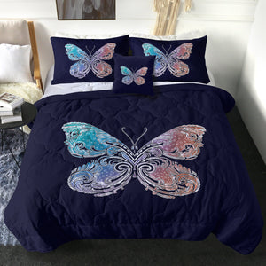 2-Tone Gradient Blue Red Butterfly Navy Theme SWBD5329 Comforter Set