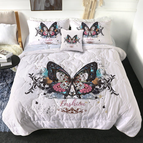 Image of Fashion Butterfly White Theme SWBD5330 Comforter Set