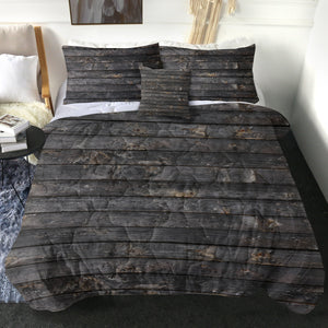 Dark Grey Desstressed Wood Pattern SWBD5339 Comforter Set