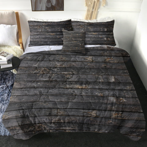 Image of Dark Grey Desstressed Wood Pattern SWBD5339 Comforter Set