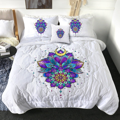Image of Half Moon Purple Mandala Illustration SWBD5340 Comforter Set