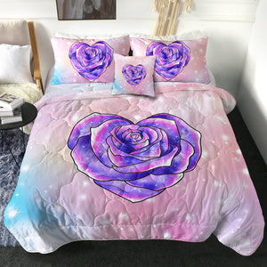 Purple Heart Rose Pastel Theme SWBD5347 Comforter Set