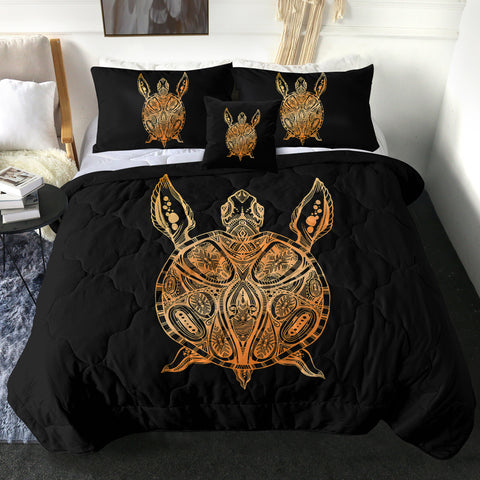Image of Golden Aztec Pattern Turtle SWBD5348 Comforter Set