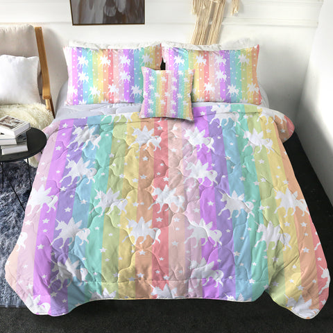 Image of Unicorns Pastel Stripes SWBD5462 Comforter Set