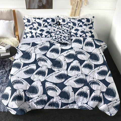 Image of Shark Jaws Navy Theme SWBD5470 Comforter Set