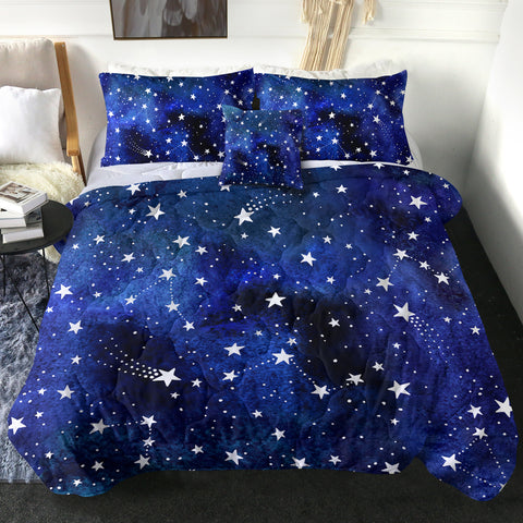 Image of Blue Tint Galaxy Stars SWBD5474 Comforter Set