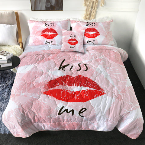 Image of Kiss Me Red Lips Pink Theme SWBD5476 Comforter Set