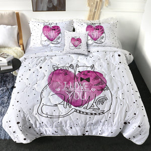I Love You - Black Line Cats Couple SWBD5482 Comforter Set