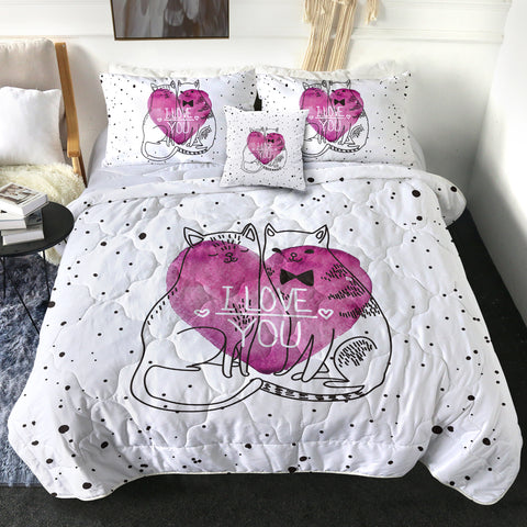 Image of I Love You - Black Line Cats Couple SWBD5482 Comforter Set