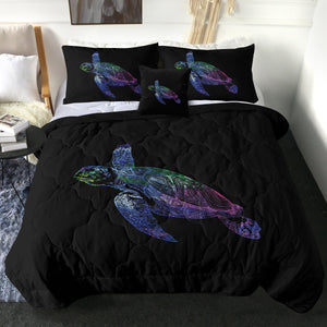 Colorful Purple Gradient Line Turtle Black Theme SWBD5486 Comforter Set