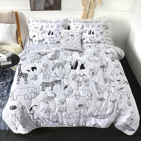 Image of Multi Cute Line Art Animals SWBD5492 Comforter Set