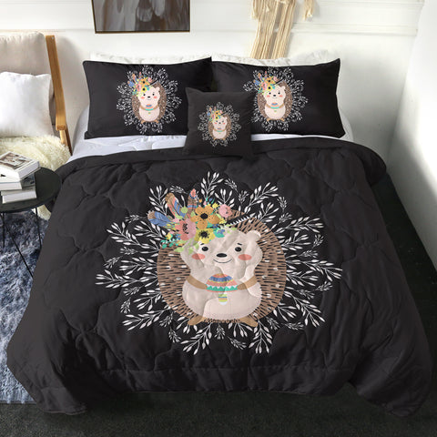 Image of Cute Floral Pastel Hedgehog SWBD5597 Comforter Set