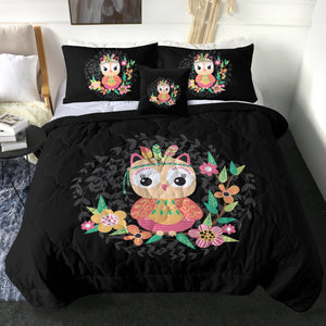 Cute Floral Pastel Owl SWBD5598 Comforter Set