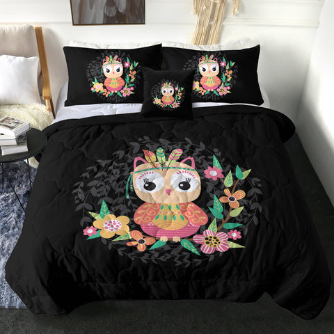 Image of Cute Floral Pastel Owl SWBD5598 Comforter Set