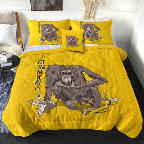 Image of Eat Banana & Be Happy - Monkey Yellow Theme SWBD5600 Comforter Set