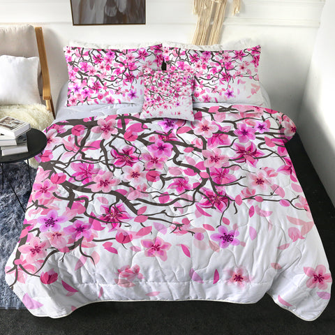 Image of Sakura Flower White Theme SWBD5604 Comforter Set