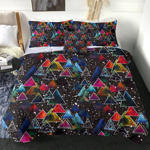 Multi Galaxy Triangles White Outline SWBD5605 Comforter Set