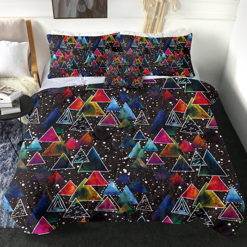 Image of Multi Galaxy Triangles White Outline SWBD5605 Comforter Set