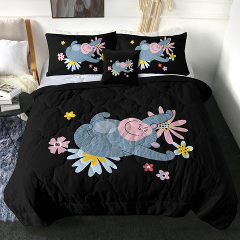 Image of Cute Pastel Color Monkey Sleeping On Flowers SWBD5607 Comforter Set