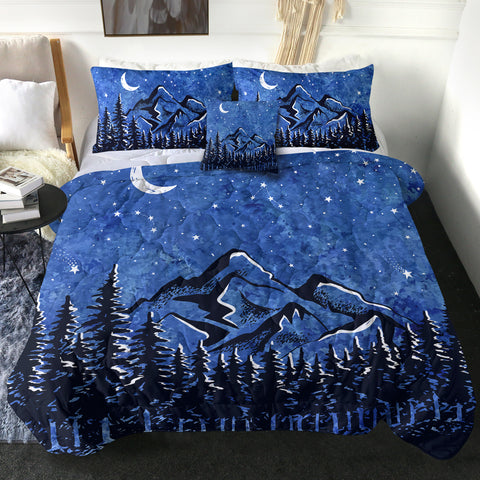 Image of Blue Night Black Landscape SWBD5614 Comforter Set