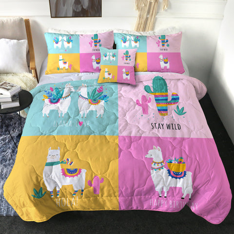 Image of Cute Shades Of Llama Pastel Theme SWBD5621 Comforter Set