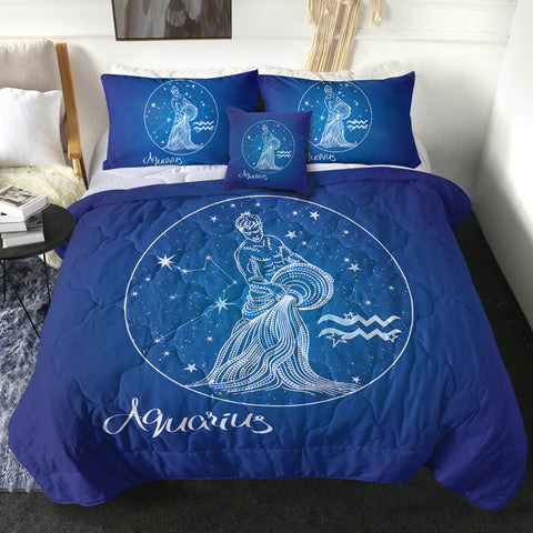 Image of Aquarius Sign Blue Theme SWBD6108 Comforter Set