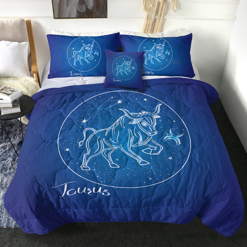 Image of Taurus Sign Blue Theme SWBD6112 Comforter Set