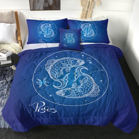 Image of Pisces Sign Blue Theme SWBD6115 Comforter Set