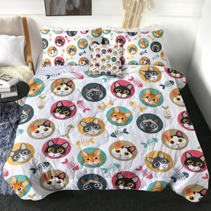 Collection Of Colorful Cute Cat Faces SWBD6126 Comforter Set