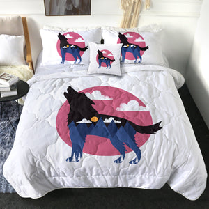 Roaring Wolf - Night Mountain Illustration SWBD6210 Comforter Set