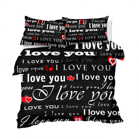 Image of I Love You Black Bedding Set - Beddingify
