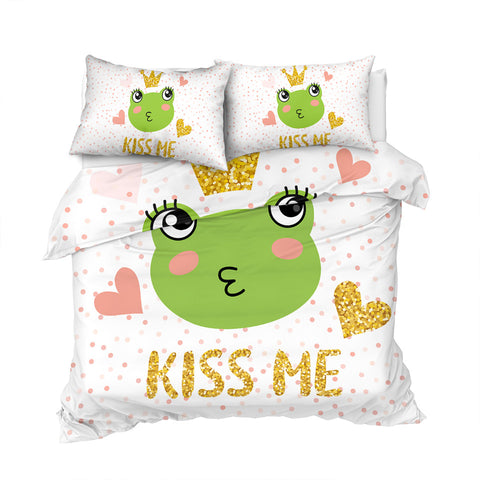 Image of Kiss Me Frog Dotted Bedding Set - Beddingify