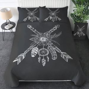 White & Grey Floral Arrow Dreamcatcher  SWBJ3373 Bedding Set