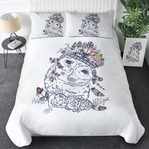 Feather & Floral Owl Sketch SWBJ3695 Bedding Set