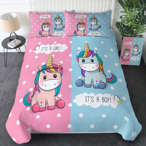 Cute Girl & Boy Cartoon Unicorn SWBJ3744 Bedding Set