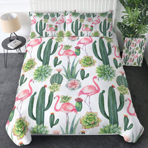 Cactus Flower and Flamingos SWBJ3745 Bedding Set