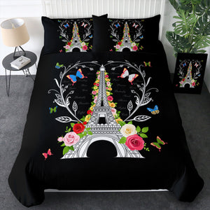Paris Butterfly and Floral Eiffel SWBJ3749 Bedding Set