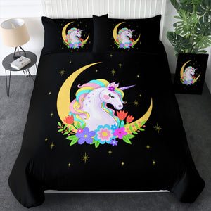 Cute Half Moon Cartoon Unicorn SWBJ3762 Bedding Set