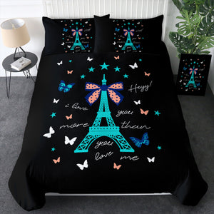 I love You More - Cute Butterfly & Eiffel  SWBJ3824 Bedding Set