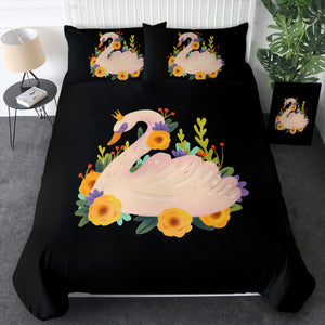 Floral Mute Swan Illustration Art SWBJ3882 Bedding Set