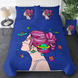 Space Mind Girl Pink Hair Illustration  SWBJ3939 Bedding Set