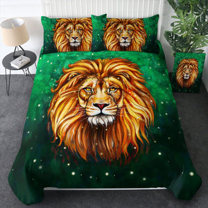 Watercolor Draw Lion Green Theme SWBJ3941 Bedding Set