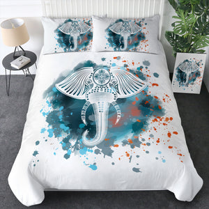 Mandala Elephant Blue Gray Watercolor Spray SWBJ4100 Bedding Set