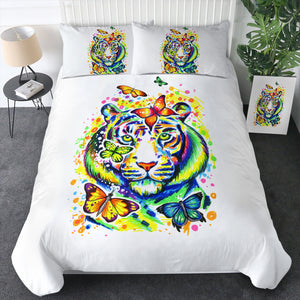Colorful Watercolor Tiger Sketch & butterfly SWBJ4222 Bedding Set