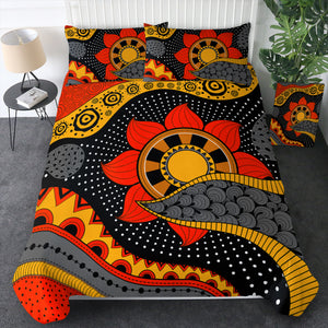 Colorful Modern Japanese Art Mandala Black SWBJ4235 Bedding Set