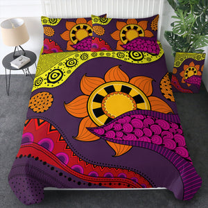 Colorful Modern Japanese Art Mandala Purple SWBJ4236 Bedding Set