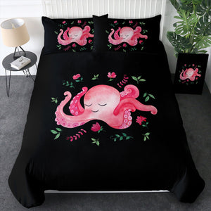 Cute Floral Pink Octopus SWBJ4287 Bedding Set