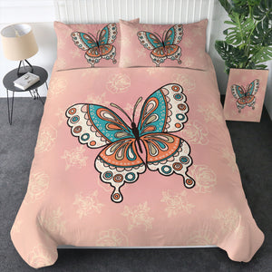 Vintage Butterfly Floral Pink Theme SWBJ4291 Bedding Set