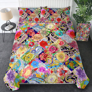 Multi Mandala & Flowers Checkerboard SWBJ4296 Bedding Set